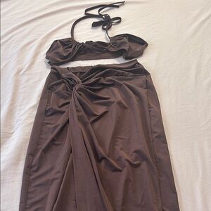 Brown Two-Piece skirt Set